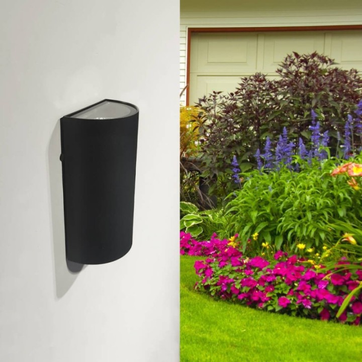 Applique murale LED 12W IP54 – Double éclairage décoratif – Aluminium noir