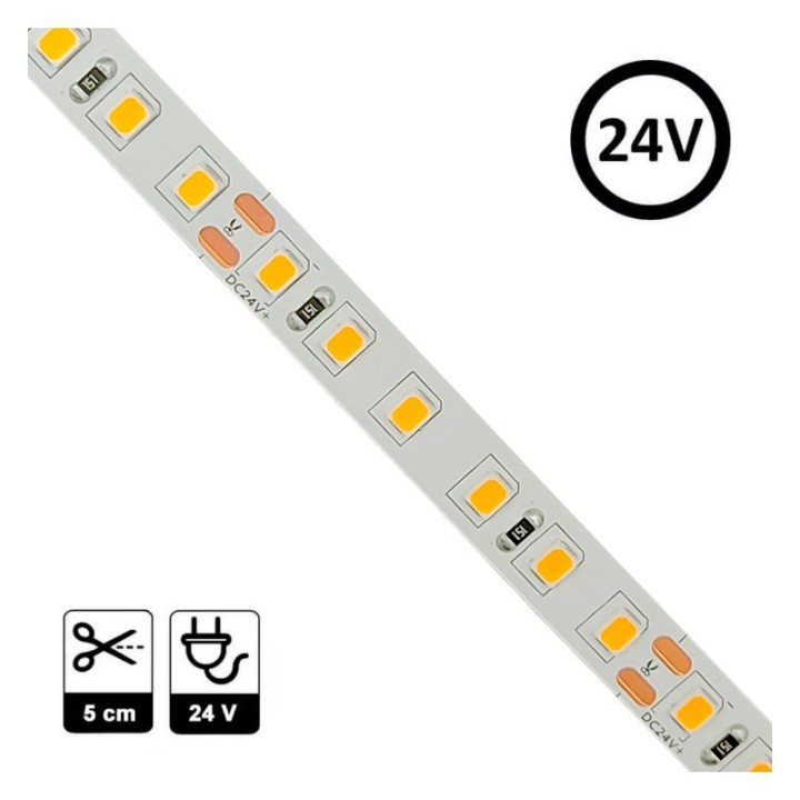 Ruban LED 24V 5m – 120 LED/m, 12W/m, 1680Lm – Haute luminosité décorative