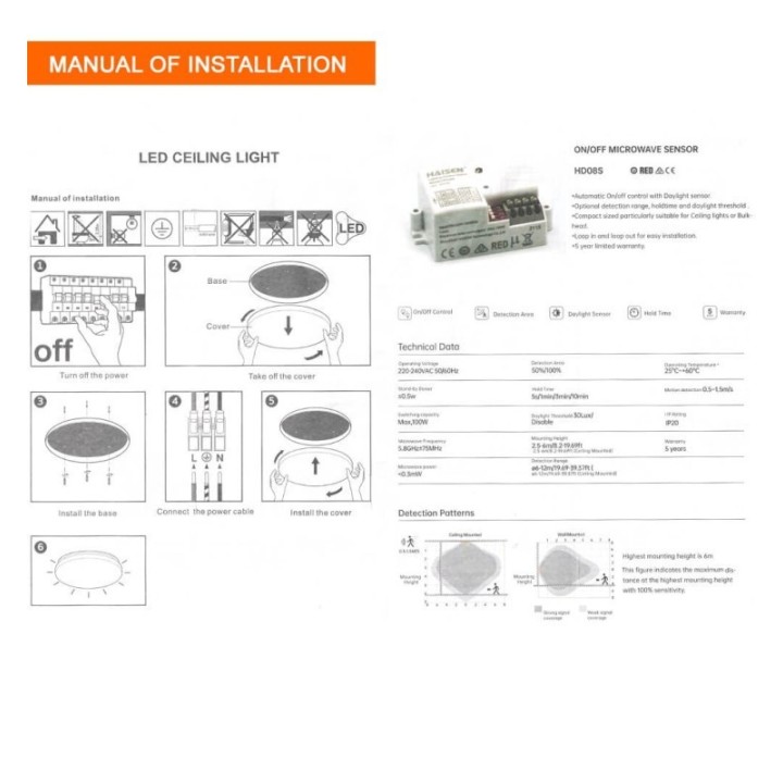 Plafonnier OSRAM CHIP Intérieur à détection