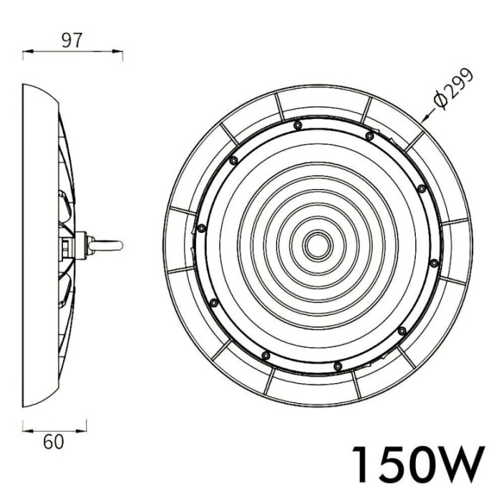 Cloche LED Industrielle UFO 100W – CCT – IP65 – Haute performance