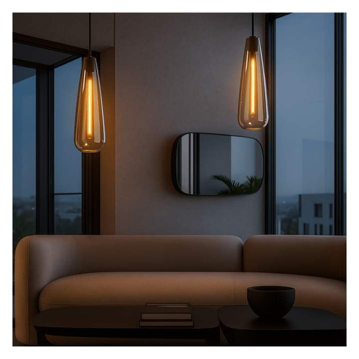 Suspension LED à Filament Verre Fumé | 4 watts | Luminaire Design Élégant