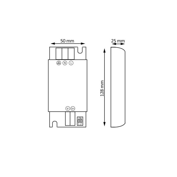 Alimentation transformateur 24 Votls - 60W 2.5A - Aluminium - IP20